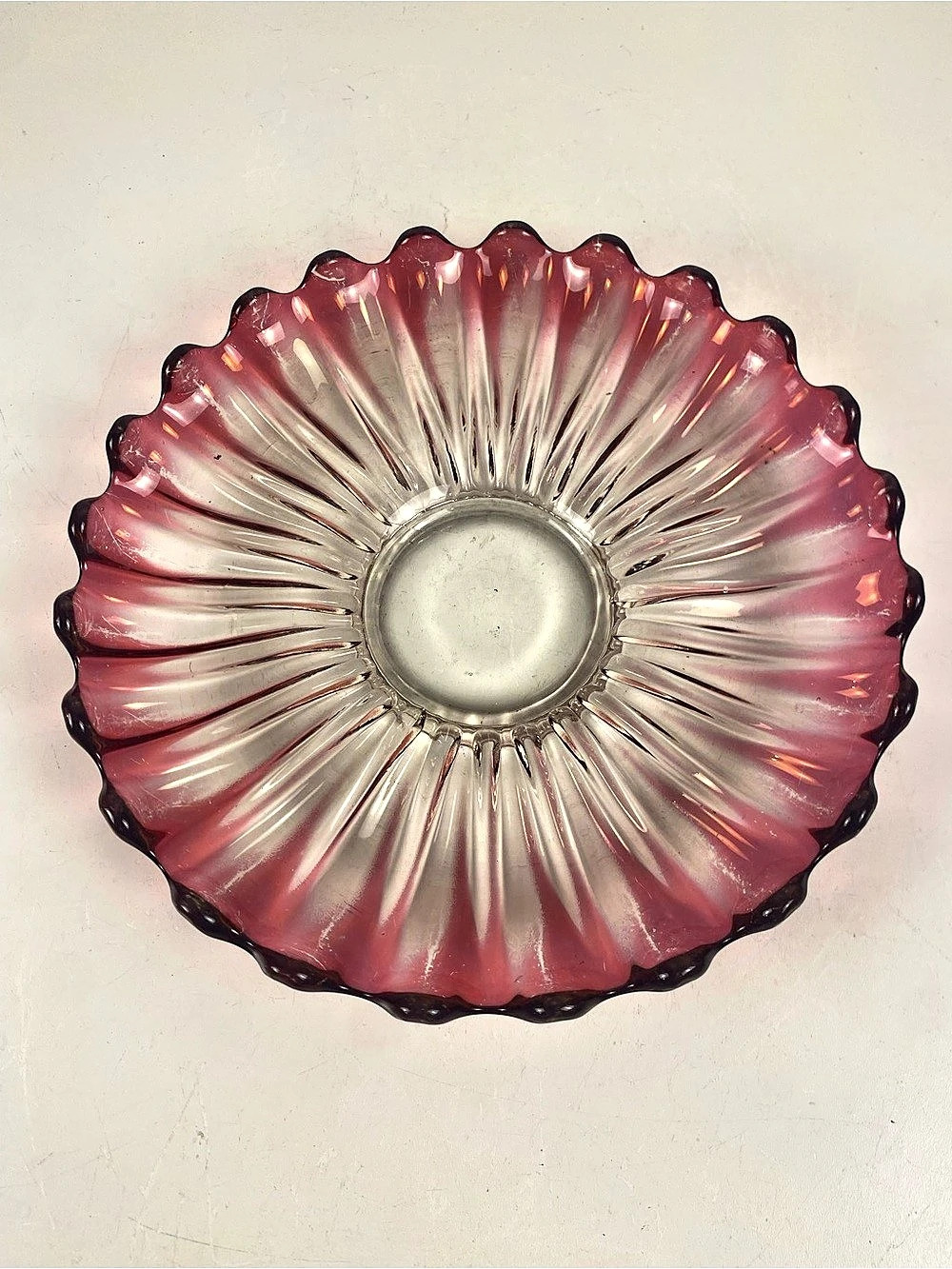 Vintage Celestial Ribbed Ombré Rim Glass Plate 9” Diameter